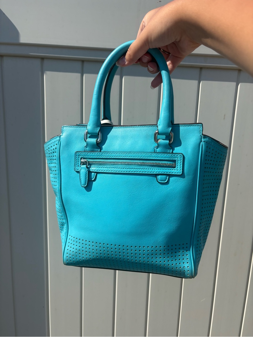 Coach Legacy Perforated Mini Tanner Bag in Robin Blue - Picture 4 of 10